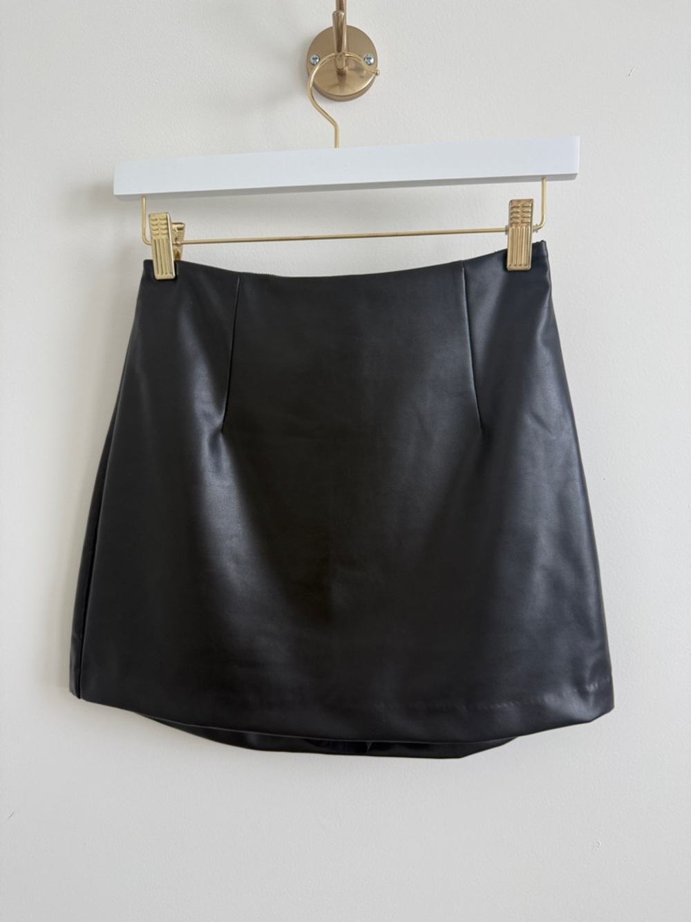 Black Faux Leather Mini Skort